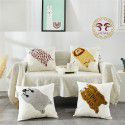 Hot Sale Cute Cartoon Tiger Head Flower Leopard Panda Embroidery Throw Pillow Tufted Loop Down Children's Gift Group Purchase Round Cushion 