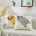 Hot Sale Cute Cartoon Tiger Head Flower Leopard Panda Embroidery Throw Pillow Tufted Loop Down Children's Gift Group Purchase Round Cushion 