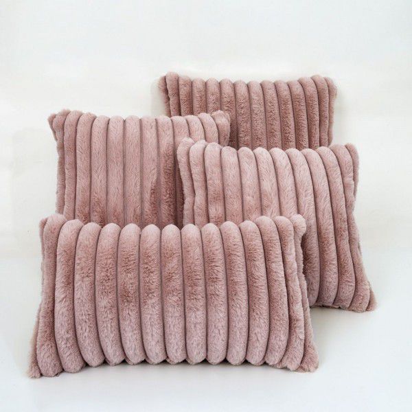 Wholesale simple rabbit hair stripe living room balcony sofa cushion bedroom bedding office lunch break pillow 