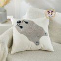 Hot Sale Cute Cartoon Tiger Head Flower Leopard Panda Embroidery Throw Pillow Tufted Loop Down Children's Gift Group Purchase Round Cushion 