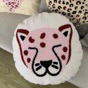 Hot Sale Cute Cartoon Tiger Head Flower Leopard Panda Embroidery Throw Pillow Tufted Loop Down Children's Gift Group Purchase Round Cushion 