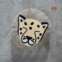 Hot Sale Cute Cartoon Tiger Head Flower Leopard Panda Embroidery Throw Pillow Tufted Loop Down Children's Gift Group Purchase Round Cushion 