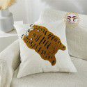 Hot Sale Cute Cartoon Tiger Head Flower Leopard Panda Embroidery Throw Pillow Tufted Loop Down Children's Gift Group Purchase Round Cushion 