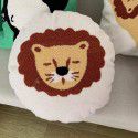 Hot Sale Cute Cartoon Tiger Head Flower Leopard Panda Embroidery Throw Pillow Tufted Loop Down Children's Gift Group Purchase Round Cushion 