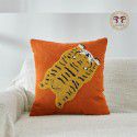 Hot Sale Cute Cartoon Tiger Head Flower Leopard Panda Embroidery Throw Pillow Tufted Loop Down Children's Gift Group Purchase Round Cushion 