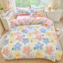 Autumn and Winter 60 Thread Count Countryside Small Fresh Cotton Long staple Cotton Print 4-Piece Flat Sheet Quilt Cover Pillow Case Washing Kit 