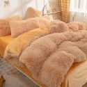 Mink four piece warm and comfortable princess style long plush three piece solid color bed sheet 