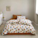 Nantong Xiaoqingxin Floral Four piece Set 100% Cotton Bedding Sheet and Quilt Cover Dormitory Three piece Nude Sleeping Set 