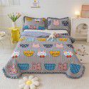 Autumn and winter thickened milk velvet bed cover three piece quilted cotton crystal velvet blanket lace warm blanket sub sheet 