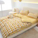 Japanese non printing feng shui cotton four piece set, active printing and dyeing thickened brushed bed sheet, student dormitory three piece set 