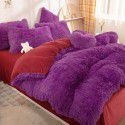 Mink four piece warm and comfortable princess style long plush three piece solid color bed sheet 