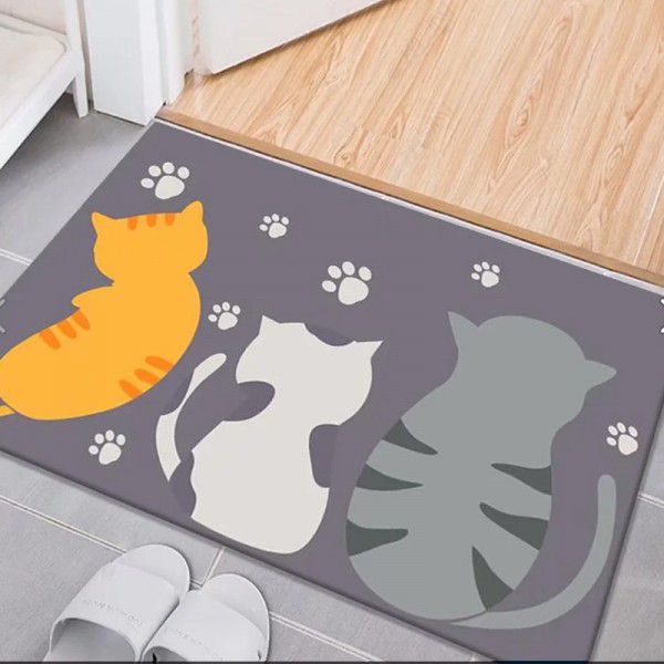 Nordic simple crystal velvet floor mat Non slip water absorbing doormat Cartoon ins Air bathroom porch Toilet 