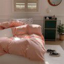 New Washed Cotton Solid Color Four Piece Set ins Style Cotton Student Dormitory Flat Sheet Fitted Sheet Home Stay Simple Home Textile 