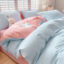 Ins style simple bedding cream style kit nude sleeping water washing cotton sheet quilt cover student dormitory four piece set 