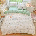 Autumn and Winter 60 Thread Count Countryside Small Fresh Cotton Long staple Cotton Print 4-Piece Flat Sheet Quilt Cover Pillow Case Washing Kit 