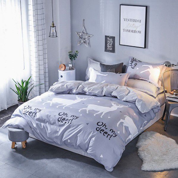 Wholesale fashion household goods Aloe cotton 4-piece bed sheet, brushed cross-border home textile 3-piece set, issued on behalf 