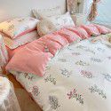 Nantong Xiaoqingxin Floral Four piece Set 100% Cotton Bedding Sheet and Quilt Cover Dormitory Three piece Nude Sleeping Set 