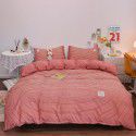 Japanese non printing washing cotton buffing bed four piece set student dormitory bed sheet quilt cover three piece fitted sheet wholesale 