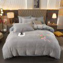 Autumn and winter thickened milk velvet four piece set, flower embroidery flannel quilt cover, bed sheet, bedding set, wholesale 