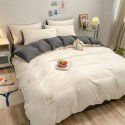 Japanese simple washable cotton, solid color, four piece bed sheet, quilt cover, bedding, student dormitory, single person, three piece set 