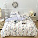 Nantong Xiaoqingxin Floral Four piece Set 100% Cotton Bedding Sheet and Quilt Cover Dormitory Three piece Nude Sleeping Set 