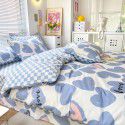 Live broadcast 40s printing jet cotton four piece set ins small fresh pure cotton twill single double bed sheet quilt cover wholesale 