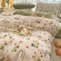 Autumn and winter cartoon small fresh milk velvet four piece set plush double faced plush thickened bed sheet quilt cover bed three piece set 