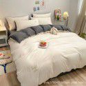 Japanese simple washable cotton, solid color, four piece bed sheet, quilt cover, bedding, student dormitory, single person, three piece set 