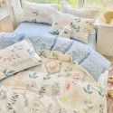 Autumn and Winter 60 Thread Count Countryside Small Fresh Cotton Long staple Cotton Print 4-Piece Flat Sheet Quilt Cover Pillow Case Washing Kit 