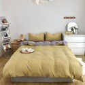 Autumn and winter new color contrast knitted cotton four piece set simple plain color quilt cover pillowcase bed sheet fitted sheet set wholesale 