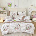 Nantong Xiaoqingxin Floral Four piece Set 100% Cotton Bedding Sheet and Quilt Cover Dormitory Three piece Nude Sleeping Set 