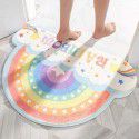 Semi round rainbow cartoon crystal cashmere imitation carpet Non slip foot mat at the entrance of bathroom Water absorbing floor mat 