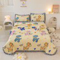 Autumn and winter thickened milk velvet bed cover three piece quilted cotton crystal velvet blanket lace warm blanket sub sheet 