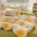 Autumn and winter cartoon small fresh milk velvet four piece set plush double faced plush thickened bed sheet quilt cover bed three piece set 