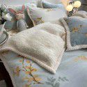 Thickened Milk Cashmere Bed 4-Piece Lamb Cashmere Checker Quilt Cover Winter Coral Cashmere Bedding Piece 3-Piece Men's Sheet Set 