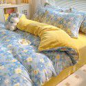 Autumn and winter cartoon small fresh milk velvet four piece set plush double faced plush thickened bed sheet quilt cover bed three piece set 