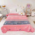 Autumn and winter thickened milk velvet bed cover three piece quilted cotton crystal velvet blanket lace warm blanket sub sheet 