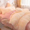 Mink four piece warm and comfortable princess style long plush three piece solid color bed sheet 