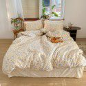 Nantong Xiaoqingxin Floral Four piece Set 100% Cotton Bedding Sheet and Quilt Cover Dormitory Three piece Nude Sleeping Set 