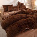 Mink four piece warm and comfortable princess style long plush three piece solid color bed sheet 