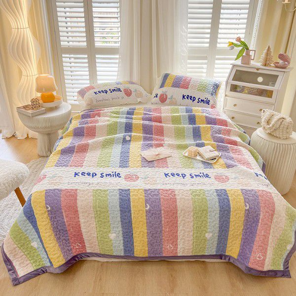 Class A Milk Pile Bed Cover Antibacterial Cotton Mattress Thickened Dense Soybean Antibacterial Student Bed Cover Three piece Set Wholesale