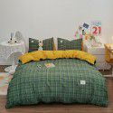 Japanese non printing washing cotton buffing bed four piece set student dormitory bed sheet quilt cover three piece fitted sheet wholesale 