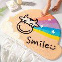 Semi round rainbow cartoon crystal cashmere imitation carpet Non slip foot mat at the entrance of bathroom Water absorbing floor mat 