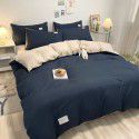 Japanese simple washable cotton, solid color, four piece bed sheet, quilt cover, bedding, student dormitory, single person, three piece set 