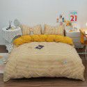 Japanese non printing washing cotton buffing bed four piece set student dormitory bed sheet quilt cover three piece fitted sheet wholesale 