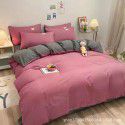 Japanese simple washable cotton, solid color, four piece bed sheet, quilt cover, bedding, student dormitory, single person, three piece set 