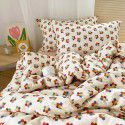 Ins style pure cotton four piece set, all cotton cartoon small fresh bed sheet, fitted sheet, quilt cover, nude sleep, color contrast 