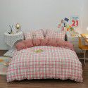 Japanese non printing washing cotton buffing bed four piece set student dormitory bed sheet quilt cover three piece fitted sheet wholesale 