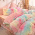 Mink four piece warm and comfortable princess style long plush three piece solid color bed sheet 