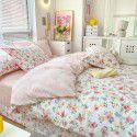 Live broadcast 40s printing jet cotton four piece set ins small fresh pure cotton twill single double bed sheet quilt cover wholesale 